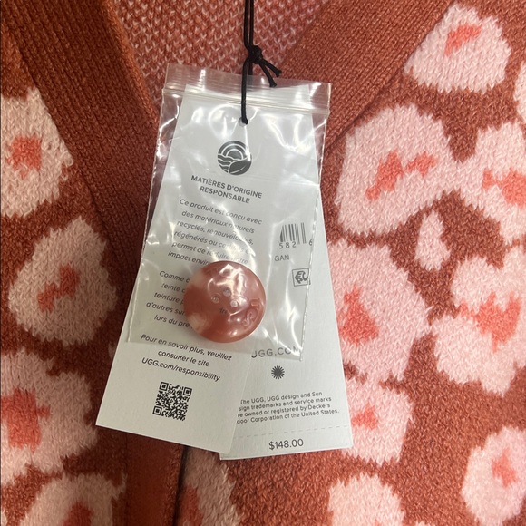 UGG Shaina Cardigan Women's Floral Cardigan - Pink and Brown NWT - Picture 5 of 7